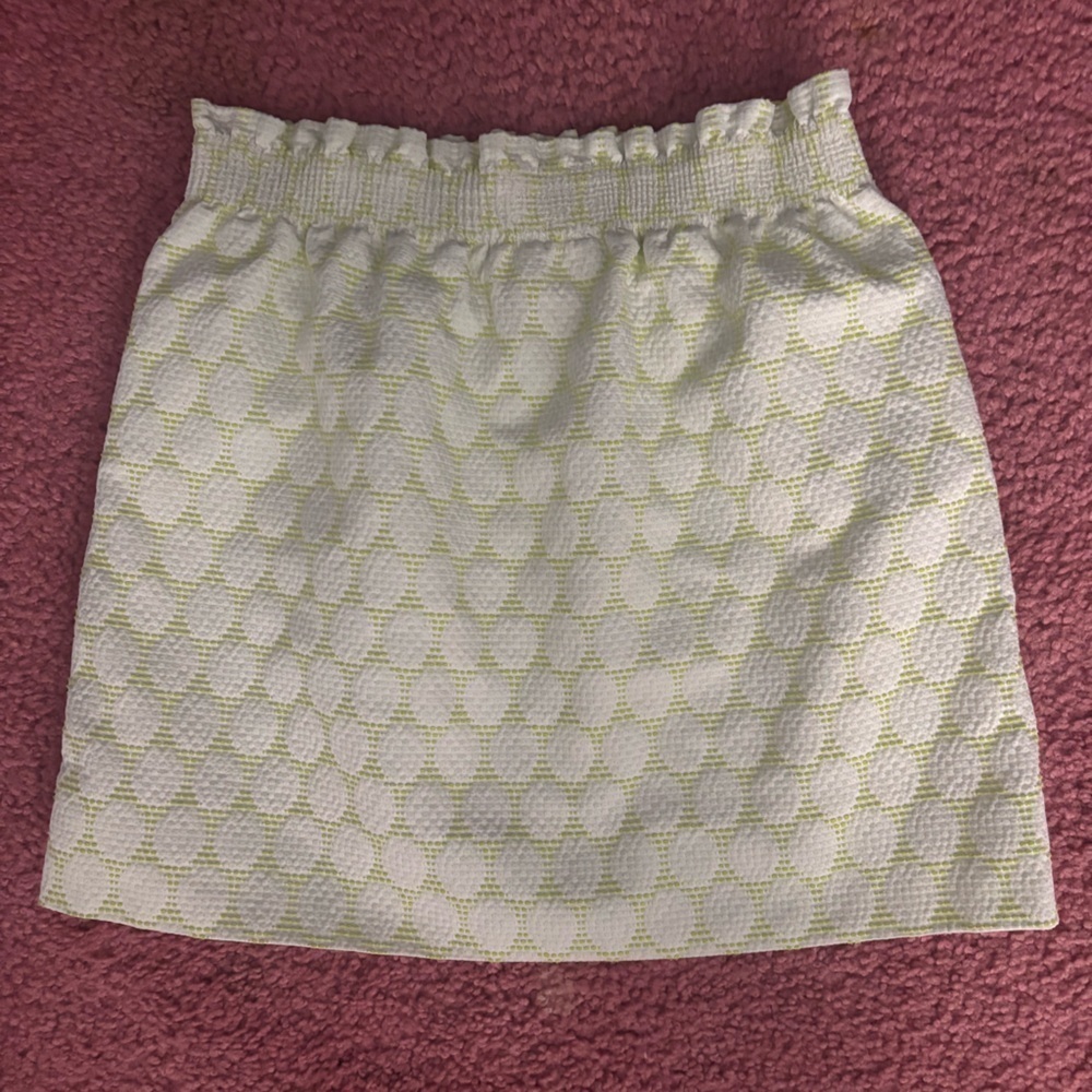J CREW MINI SKIRT WITH POCKETS CASUAL COMFY ELASTIC WAIST GREEN & WHITE SZ 6 - Picture 2 of 12